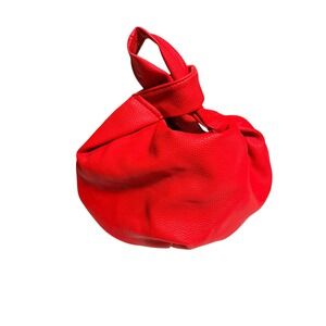 Amazon Basic Red Pebbled Faux Leather Japanese Knot Bag Slouchy Wristlet Clutch